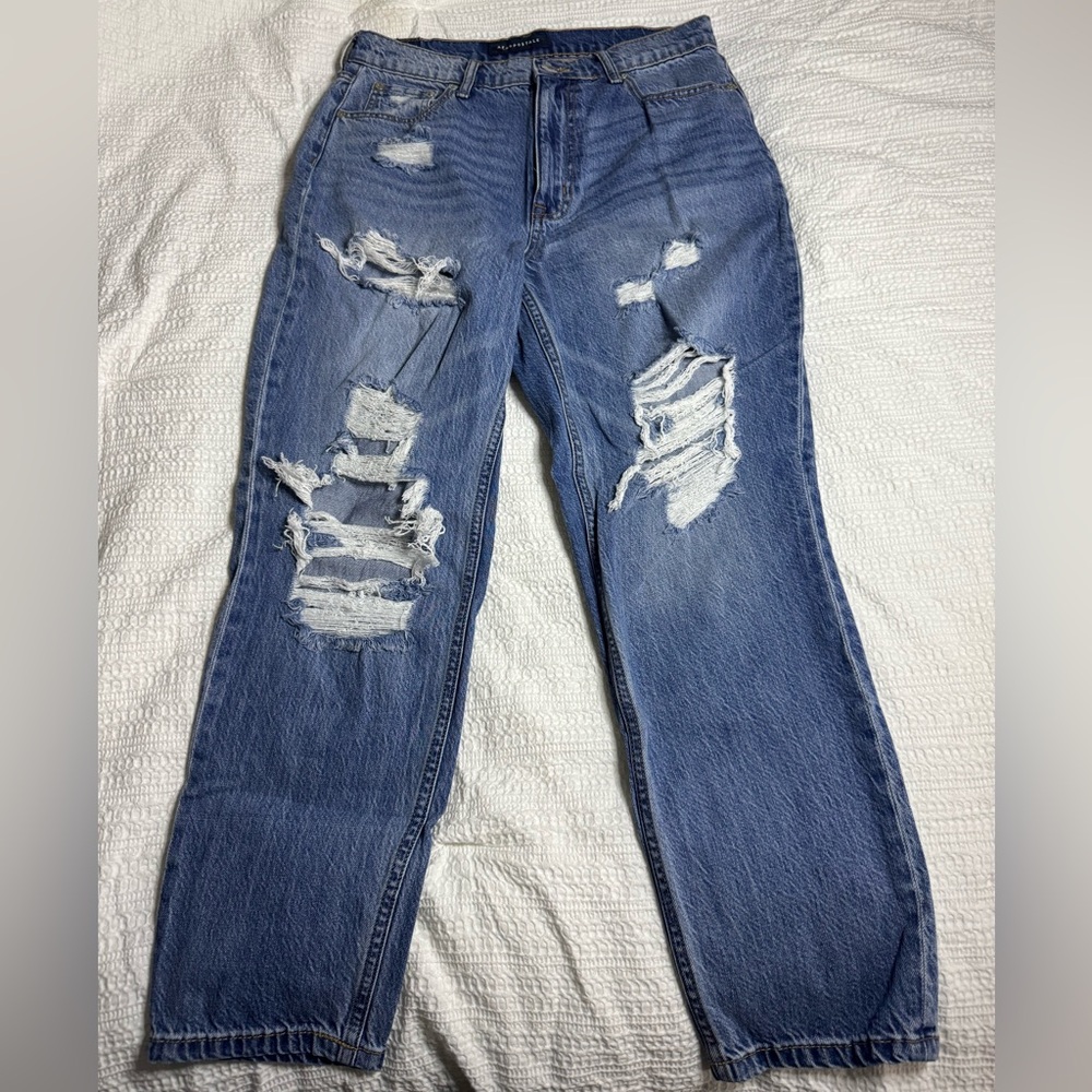 Aeropostale Ripped Blue Mom Jeans